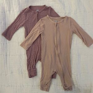 cloud island Baby Footie Pajamas - Dusty Mauve & Blush